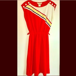 Vintage 1970s primary color stripe dress